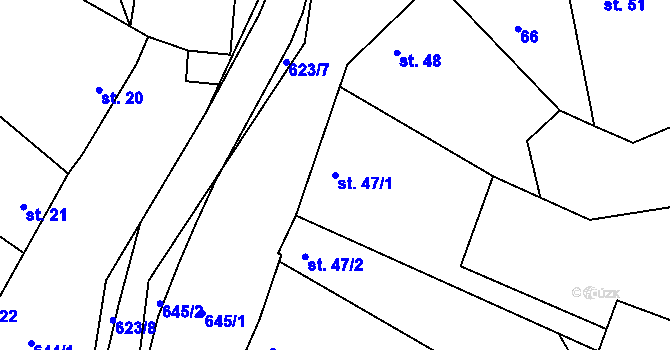Parcela st. 47/1 v KÚ Lazníky, Katastrální mapa