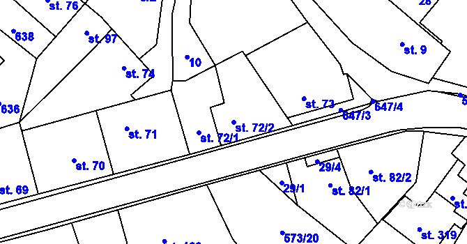 Parcela st. 72/2 v KÚ Lazníky, Katastrální mapa