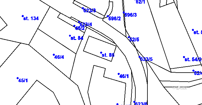 Parcela st. 85 v KÚ Lazníky, Katastrální mapa