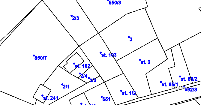 Parcela st. 103 v KÚ Lazníky, Katastrální mapa