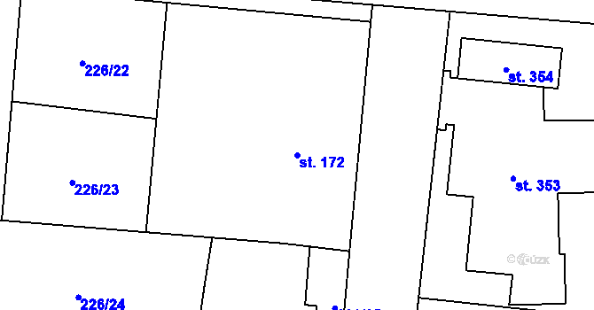 Parcela st. 172 v KÚ Lazníky, Katastrální mapa