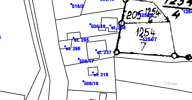 Parcela st. 237 v KÚ Lazníky, Katastrální mapa