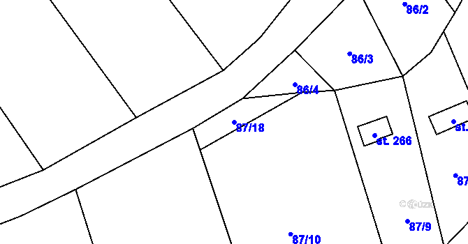 Parcela st. 87/18 v KÚ Lazníky, Katastrální mapa