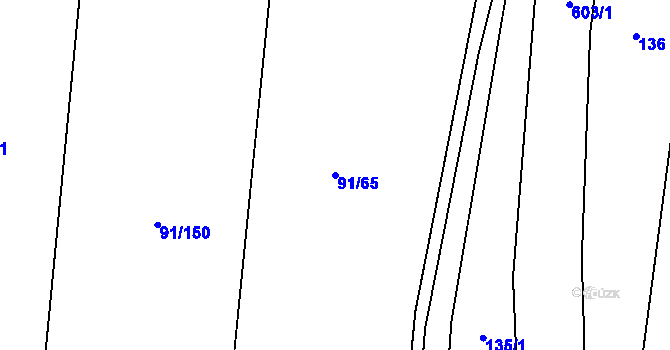 Parcela st. 91/65 v KÚ Lazníky, Katastrální mapa