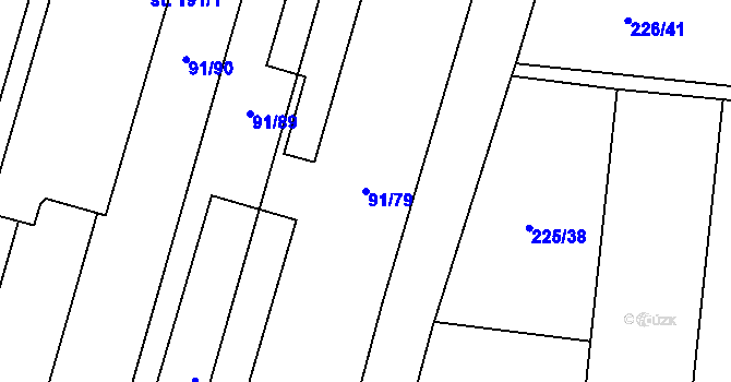Parcela st. 91/79 v KÚ Lazníky, Katastrální mapa