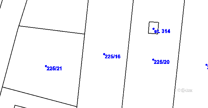 Parcela st. 225/16 v KÚ Lazníky, Katastrální mapa