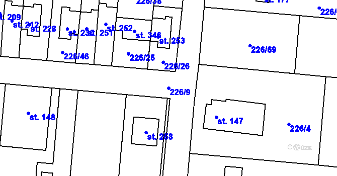 Parcela st. 226/9 v KÚ Lazníky, Katastrální mapa