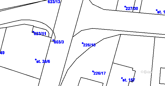 Parcela st. 226/16 v KÚ Lazníky, Katastrální mapa