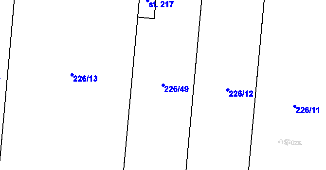 Parcela st. 226/49 v KÚ Lazníky, Katastrální mapa