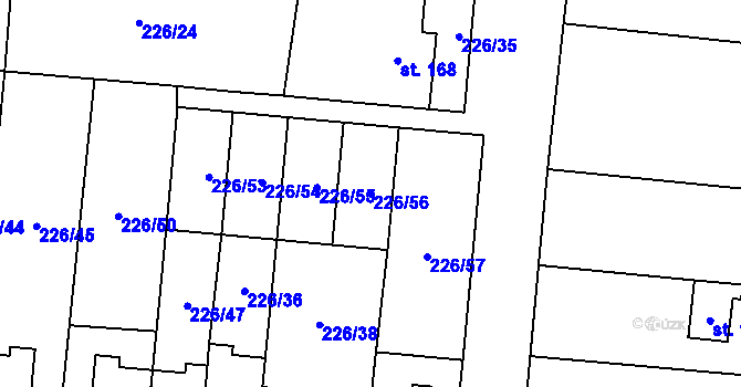 Parcela st. 226/56 v KÚ Lazníky, Katastrální mapa