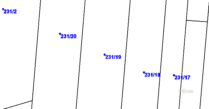 Parcela st. 231/19 v KÚ Lazníky, Katastrální mapa