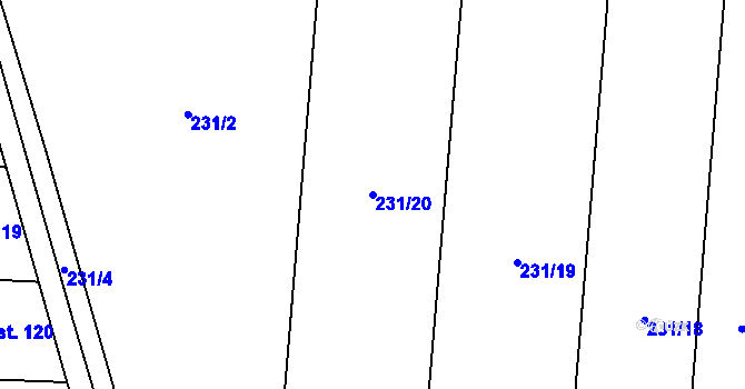 Parcela st. 231/20 v KÚ Lazníky, Katastrální mapa