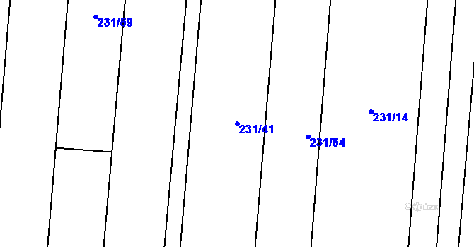 Parcela st. 231/41 v KÚ Lazníky, Katastrální mapa