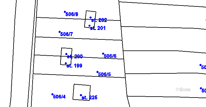 Parcela st. 506/6 v KÚ Lazníky, Katastrální mapa