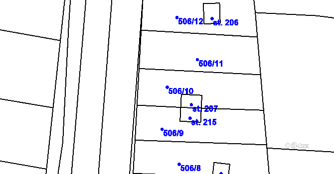 Parcela st. 506/10 v KÚ Lazníky, Katastrální mapa
