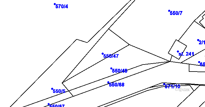 Parcela st. 550/47 v KÚ Lazníky, Katastrální mapa