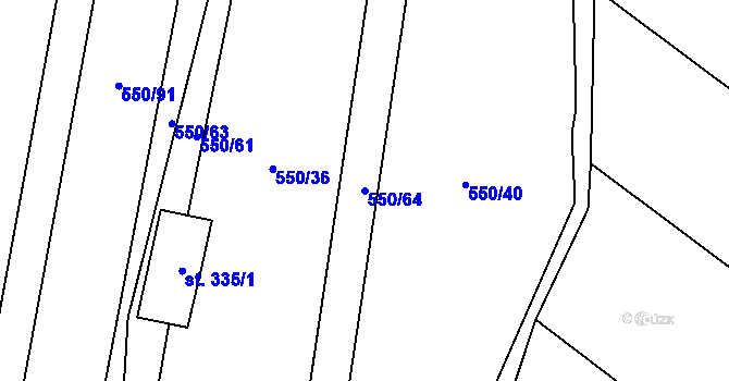 Parcela st. 550/64 v KÚ Lazníky, Katastrální mapa