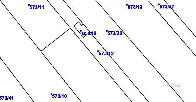 Parcela st. 573/12 v KÚ Lazníky, Katastrální mapa