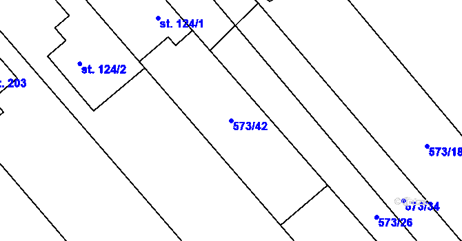 Parcela st. 573/42 v KÚ Lazníky, Katastrální mapa