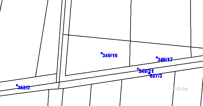 Parcela st. 349/16 v KÚ Lazníky, Katastrální mapa