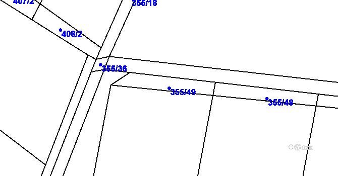 Parcela st. 355/49 v KÚ Lazníky, Katastrální mapa