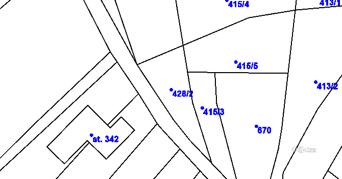 Parcela st. 428/2 v KÚ Lazníky, Katastrální mapa