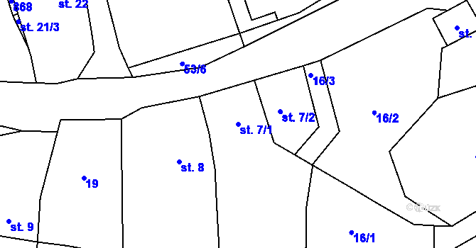Parcela st. 7/1 v KÚ Lazsko, Katastrální mapa