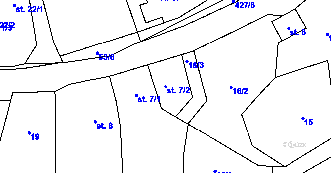 Parcela st. 7/2 v KÚ Lazsko, Katastrální mapa
