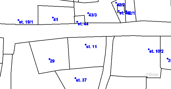 Parcela st. 11 v KÚ Lazsko, Katastrální mapa