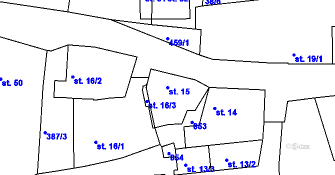 Parcela st. 15 v KÚ Lazsko, Katastrální mapa