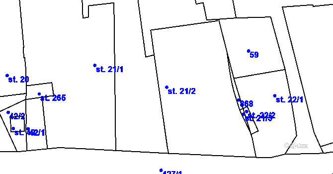 Parcela st. 21/2 v KÚ Lazsko, Katastrální mapa
