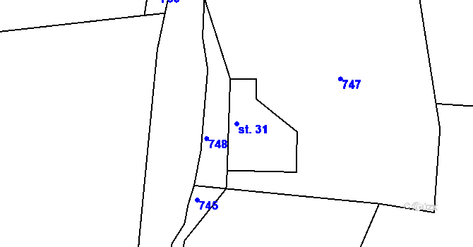 Parcela st. 31 v KÚ Lazsko, Katastrální mapa