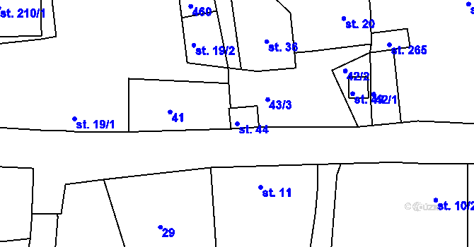 Parcela st. 44 v KÚ Lazsko, Katastrální mapa