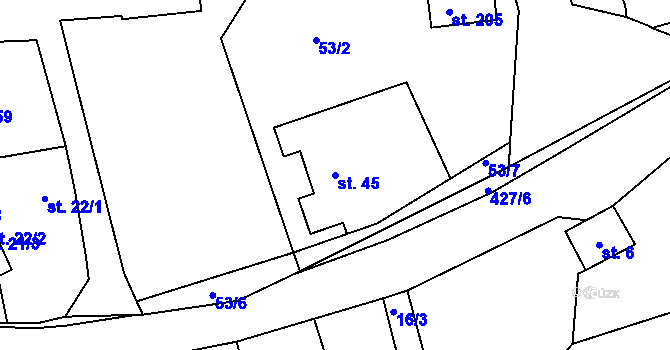 Parcela st. 45 v KÚ Lazsko, Katastrální mapa
