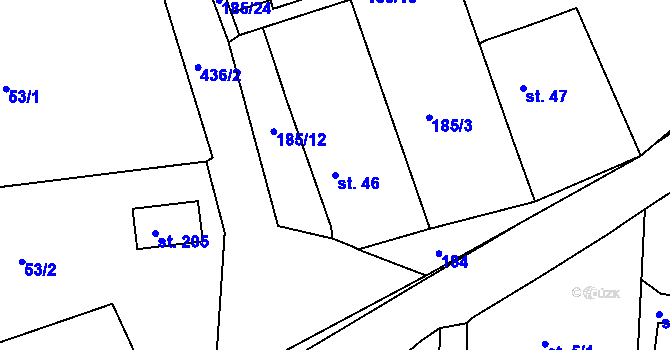 Parcela st. 46 v KÚ Lazsko, Katastrální mapa