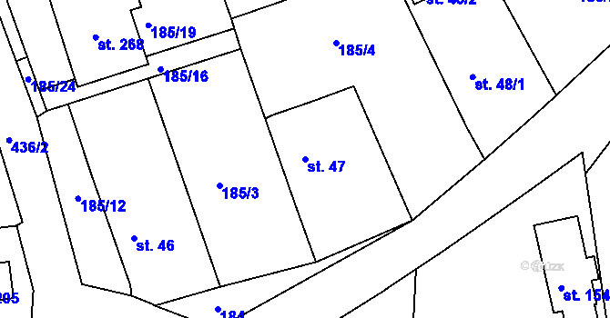 Parcela st. 47 v KÚ Lazsko, Katastrální mapa