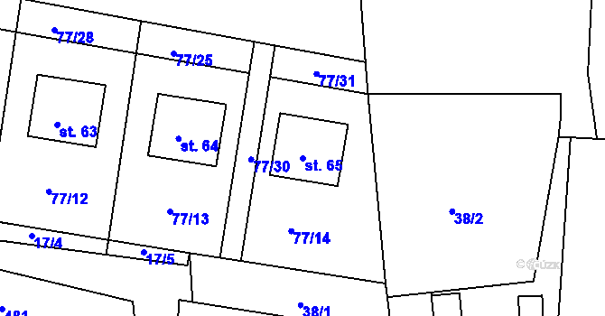 Parcela st. 65 v KÚ Lazsko, Katastrální mapa