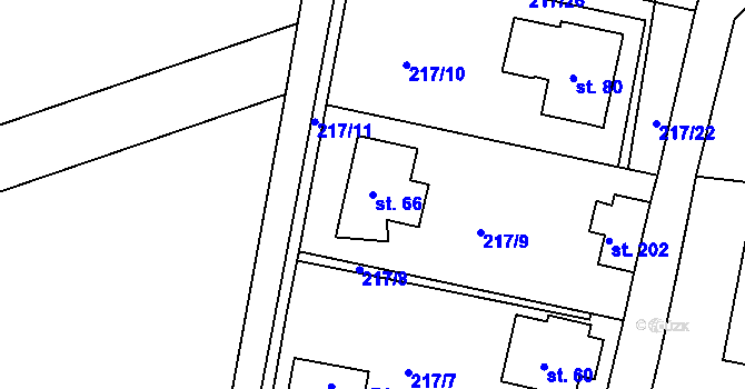 Parcela st. 66 v KÚ Lazsko, Katastrální mapa