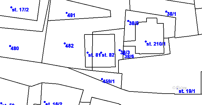 Parcela st. 82 v KÚ Lazsko, Katastrální mapa