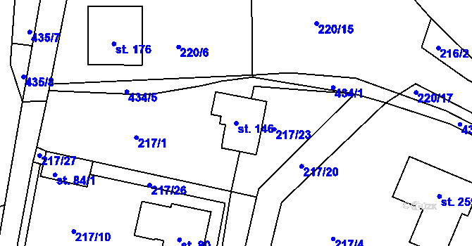 Parcela st. 146 v KÚ Lazsko, Katastrální mapa