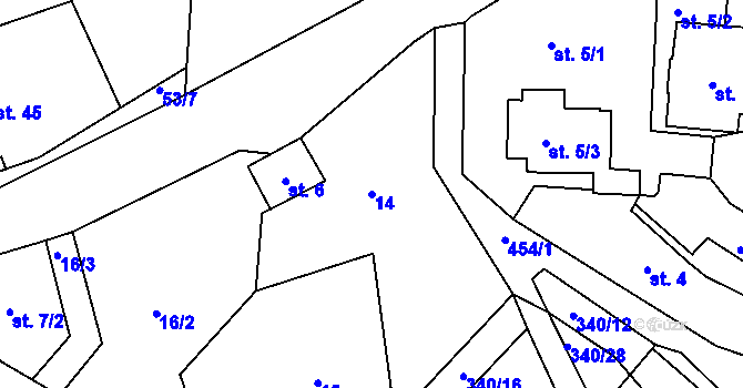 Parcela st. 14 v KÚ Lazsko, Katastrální mapa