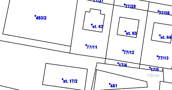 Parcela st. 77/11 v KÚ Lazsko, Katastrální mapa