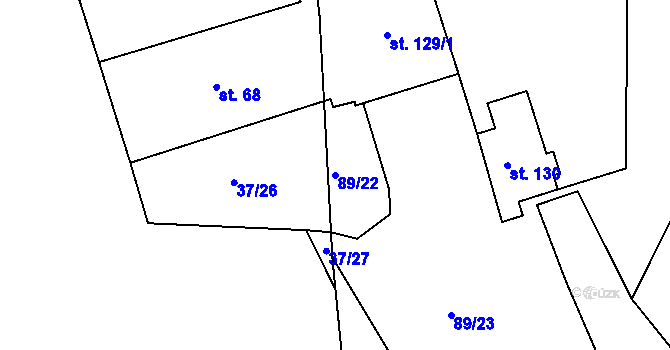 Parcela st. 89/22 v KÚ Lazsko, Katastrální mapa