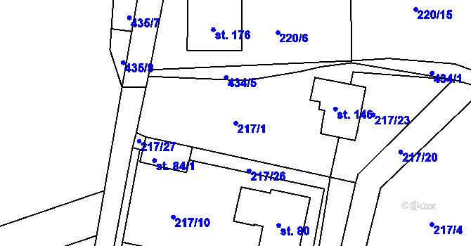 Parcela st. 217/1 v KÚ Lazsko, Katastrální mapa