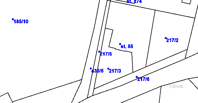 Parcela st. 217/5 v KÚ Lazsko, Katastrální mapa