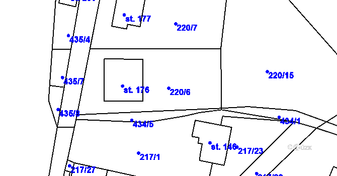 Parcela st. 220/6 v KÚ Lazsko, Katastrální mapa