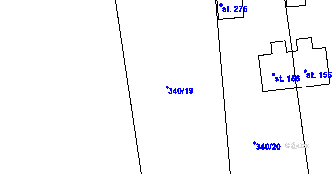 Parcela st. 340/19 v KÚ Lazsko, Katastrální mapa