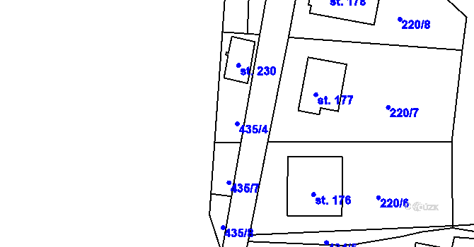 Parcela st. 435/4 v KÚ Lazsko, Katastrální mapa
