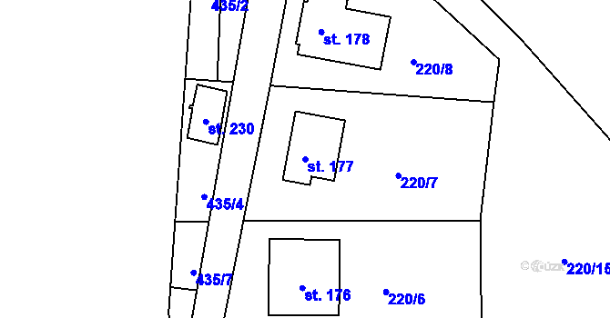 Parcela st. 177 v KÚ Lazsko, Katastrální mapa