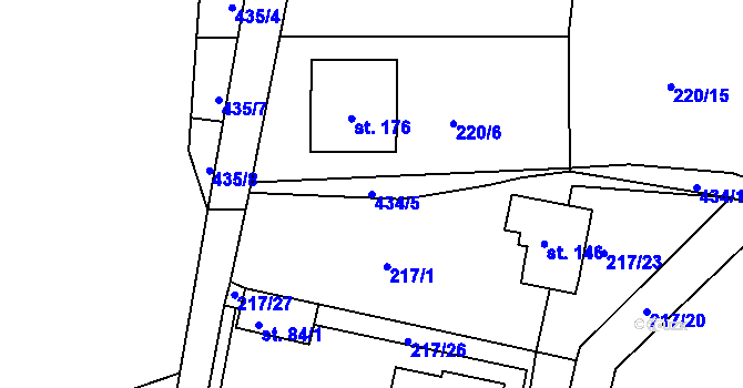 Parcela st. 434/5 v KÚ Lazsko, Katastrální mapa
